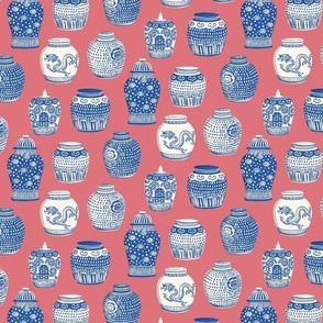 ginger jars/blue on watermelon/medium