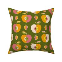 (L) Mid-century apples and strawberries green orange