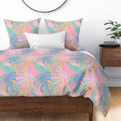 Joyful Jungle Leaves in Vivid Pastel + Saffron 