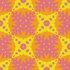 Abstract mandala, hot colors, yellow, orange, pink