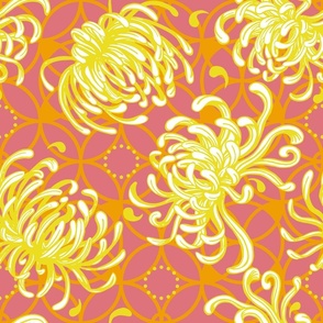 Optimistic Floral- Exotic Mums in Watermelon, Marigold, and Lemon-Lime