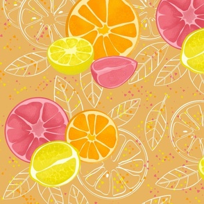 Summerfruits on orange - large scale
