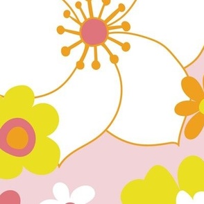 Sunshine Garden - Retro inspired floral - Marigold, Watermelon, lemon lime and Cotton Candy  - large