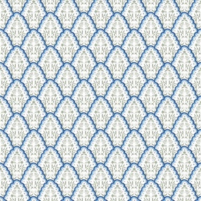 SmallBright blues and Olive SCALLOPED EDGES PAISLEY TEXTURE copy
