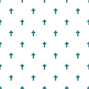 Crosses - Dark Teal on a White Unprinted Background
