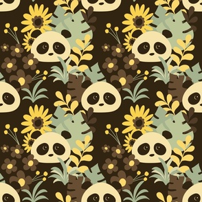 Boho Floral Pandas (medium)