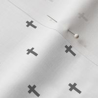 Medium Scale-Crosses - Gray on a White Unprinted Background