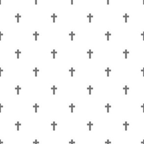 Medium Scale-Crosses - Gray on a White Unprinted Background