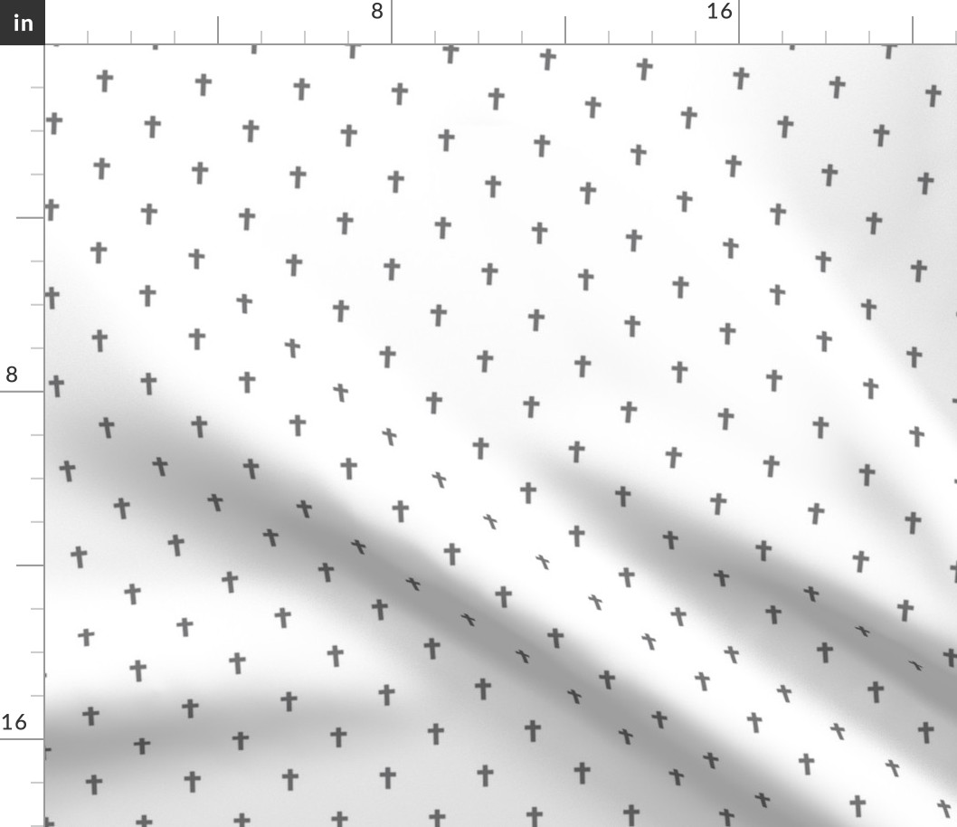 Medium Scale-Crosses - Gray on a White Unprinted Background