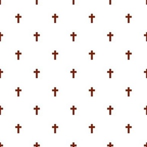 Medium Scale-Crosses - Dark red on a White Unprinted Background
