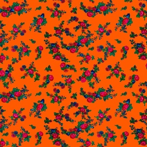 Small Floral Folk Print Variation - Orange