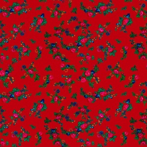 Small Floral Folk Print Variation - Red