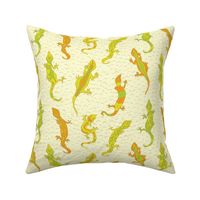 Yellow Orange Green Rock Climbing Geckos