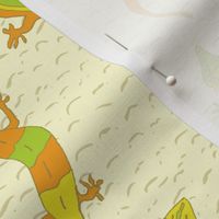 Yellow Orange Green Rock Climbing Geckos