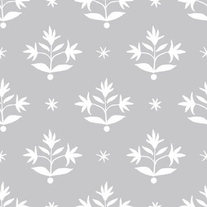 Thistle Stars Flax Flower Warm Grey and White copy