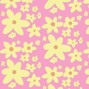 Yellow and Pink Retro Flowers 