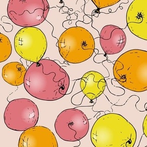 Optimistic Balloons on Blush - Petal Solids Watermelon, Marigold, Lemon Lime