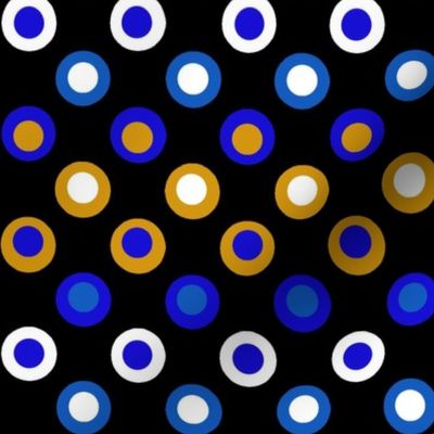 Double Polka Dot Blue and Gold on Black
