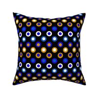 Double Polka Dot Blue and Gold on Black