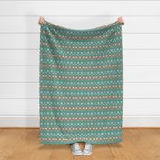 Double Polka Dot Turquoise Blue and Peach on Sage Green