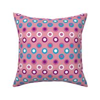 Double Polka Dot Turquoise Blue Pink and Raspberry Red
