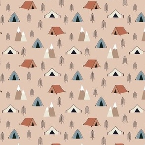 Cozy Camp Tents in rust and blue