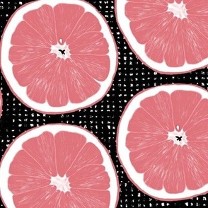 Grapefruits-black with white texture-large scale