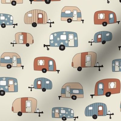 Retro Campers in tans and blues