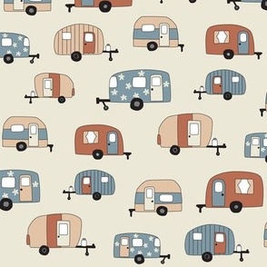 Retro Campers in tans and blues