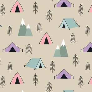 Camp tents in soft colors