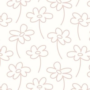 Hand drawn flower fields - white and blush