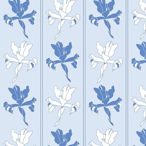 Oriental Iris Panels - cornflower toile, medium