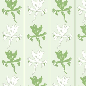 Oriental Iris Panels - jade green toile, medium