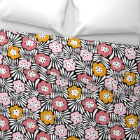 Climbing Flowers V1: Big flowers, abstract flowers,  fun floral, dopamine design, retro floral in pink and orange colors - Large