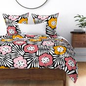 Climbing Flowers V1: Jumbo flower, abstract flowers,  fun floral, dopamine design, retro floral in pink and orange colors - XL