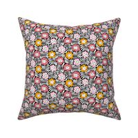 Climbing Flowers V1: Big flowers, abstract flowers,  fun floral, dopamine design, retro floral in pink and orange colors - Small