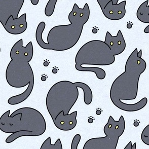 Witch's Familiar Seamless Pattern - Black Cats
