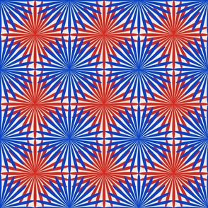 Starburst Disco Revival Whimsical Funky Traditional Fun Vintage Retro Star Pattern in Bright Colors Dynamic Sapphire Blue 0044CC Poppy Red Bright Red BD2920 Dynamic Ivory White F0E9DD Dynamic Modern Geometric Abstract
