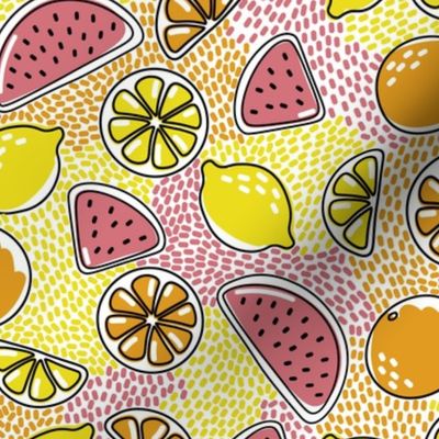 Enjoy Summer Time // Large Scale // Watermelon Fruit // Orange Marigold // Lemon Lime // Optimism colors