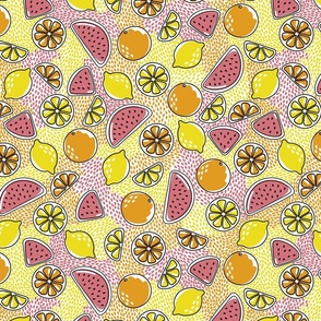 Enjoy Summer Time // Large Scale // Watermelon Fruit // Orange Marigold // Lemon Lime // Optimism colors