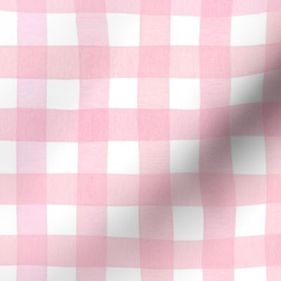 Watercolor lemonade pink gingham, pink and white shabby chic, vintage farmhouse S