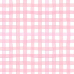 Watercolor lemonade pink gingham, pink and white shabby chic, vintage farmhouse S
