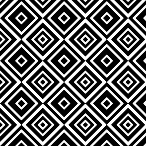 Retro black & white abstract geometry, 70s vintage black and white rhombs, M