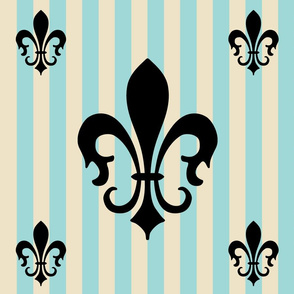 Fleur de Lis Stripe Blue