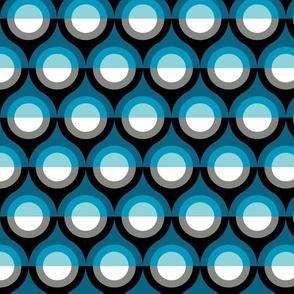 Optimism and Pessimism Mid-Century Geometric Pattern - Ocean Colors - Small Scale