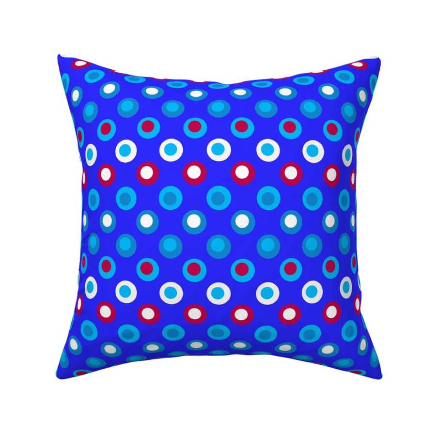 Double Polka Dot Turquoise and Burgundy on Royal Blue