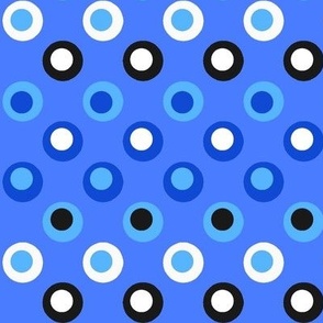 Double Polka Dot Turquoise Blue and Black on Blue