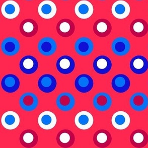 Double Polka Dot Royal and Sky Blue Burgundy on Red