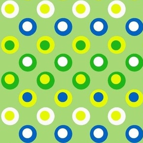 Double Polka Dot Springtime Greens and Blue on Light Green