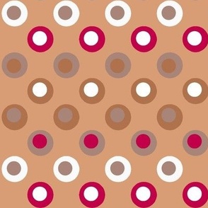 Double Polka Dot Grayed Browns and Burgundy on Beige